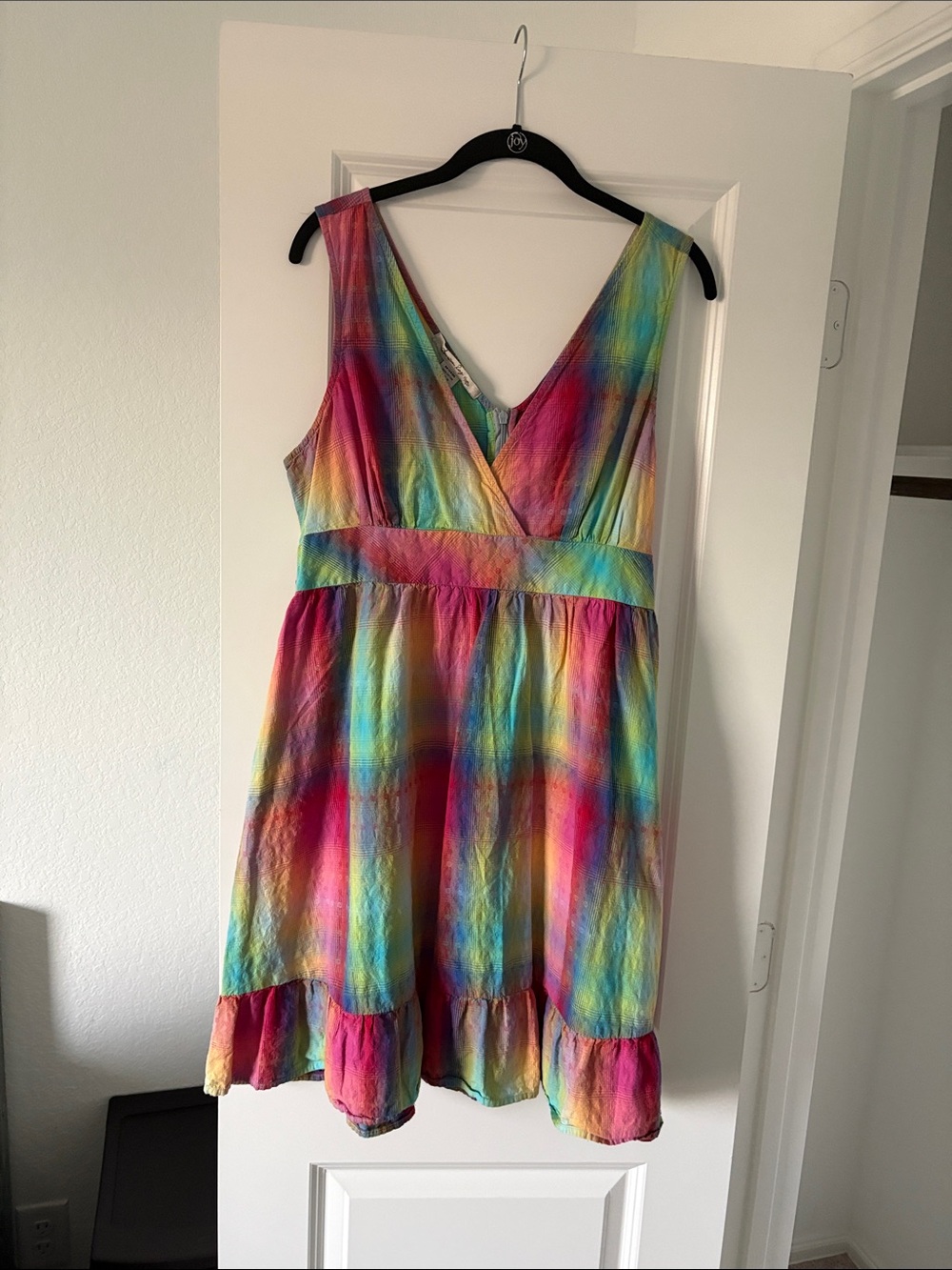 American Rag Rainbow Tie-Dye Midi Dress - Pink, Blue, Yellow, Green